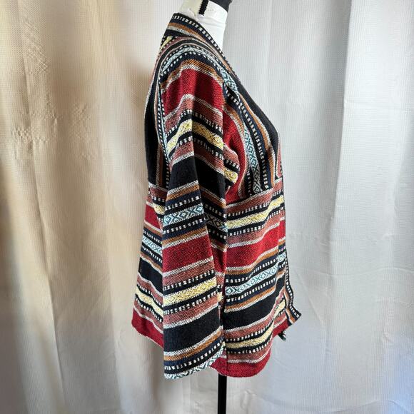 Kathmandu Imports Lg Boho Colorful Striped 100% Cotton Kimono Open Cardigan EUC - Picture 5 of 6